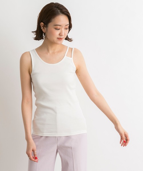 DouDou（ドゥドゥ）の「Wストラップ2WAYタンク（Tシャツ/カットソー・レディース・ライトグレー/オフホワイト/カーキ・FREE）」の17枚目の写真