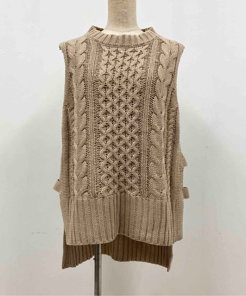 PICCIN(ピッチン)の「ケーブルバルキーベスト(ベスト・レディース・アイボリー/ブルーグレー/グレイッシュベージュ/ダークブラウン・M)」の13枚目の写真