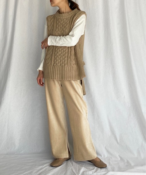 PICCIN(ピッチン)の「ケーブルバルキーベスト(ベスト・レディース・アイボリー/ブルーグレー/グレイッシュベージュ/ダークブラウン・M)」の5枚目の写真