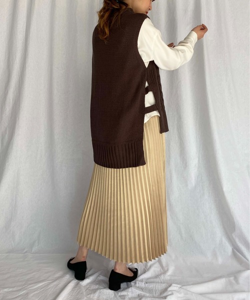 PICCIN(ピッチン)の「ケーブルバルキーベスト(ベスト・レディース・アイボリー/ブルーグレー/グレイッシュベージュ/ダークブラウン・M)」の11枚目の写真