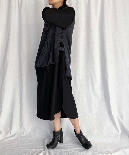 PICCIN(ピッチン)の「ケーブルバルキーベスト(ベスト・レディース・アイボリー/ブルーグレー/グレイッシュベージュ/ダークブラウン・M)」の22枚目の写真