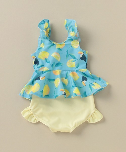 Love&Peace&Money（ラブアンドピースアンドマネー）の「オオハシレモン柄セパレート水着 【SWIM】（水着・キッズ・ライトブルー・120-130cm/100-110cm/80-90cm）」の2枚目の写真