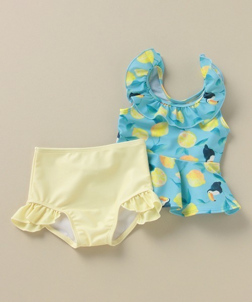 Love&Peace&Money（ラブアンドピースアンドマネー）の「オオハシレモン柄セパレート水着 【SWIM】（水着・キッズ・ライトブルー・120-130cm/100-110cm/80-90cm）」の3枚目の写真