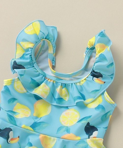Love&Peace&Money（ラブアンドピースアンドマネー）の「オオハシレモン柄セパレート水着 【SWIM】（水着・キッズ・ライトブルー・120-130cm/100-110cm/80-90cm）」の4枚目の写真