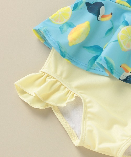 Love&Peace&Money（ラブアンドピースアンドマネー）の「オオハシレモン柄セパレート水着 【SWIM】（水着・キッズ・ライトブルー・120-130cm/100-110cm/80-90cm）」の5枚目の写真