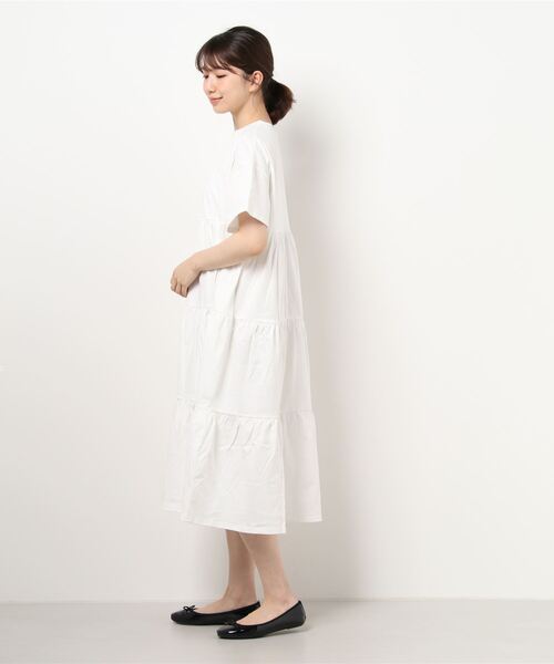 coca(coca)(コカ)の「半袖ティアードワンピース(ワンピース・レディース・ホワイト/ブラック・ONE SIZE)」の18枚目の写真