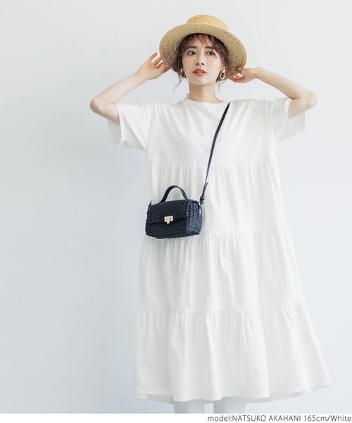coca(coca)(コカ)の「半袖ティアードワンピース(ワンピース・レディース・ホワイト/ブラック・ONE SIZE)」の15枚目の写真