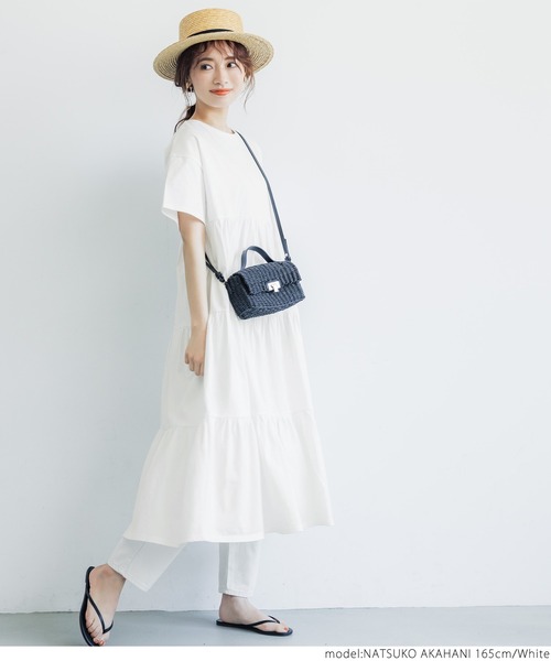 coca(coca)(コカ)の「半袖ティアードワンピース(ワンピース・レディース・ホワイト/ブラック・ONE SIZE)」の16枚目の写真