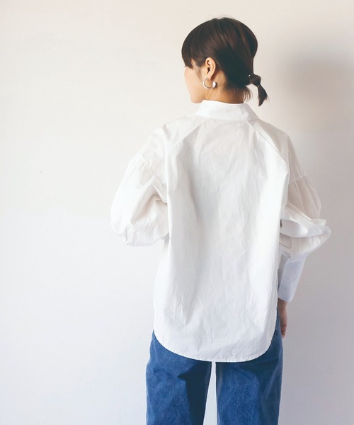 me+em select（ミームセレクト）の「スタンドカラーギャザーボリュームシャツ（シャツ/ブラウス・レディース・ホワイト/ベージュ・FREE）」の21枚目の写真