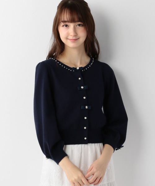 LODISPOTTO(ロディスポット)の「ジュエルリュバンカーディガン(カーディガン/ボレロ・レディース・ベビーピンク/ライトブルー/ネイビー/ホワイト・MEDIUM)」の4枚目の写真