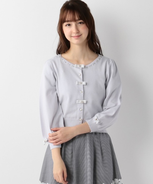 LODISPOTTO(ロディスポット)の「ジュエルリュバンカーディガン(カーディガン/ボレロ・レディース・ベビーピンク/ライトブルー/ネイビー/ホワイト・MEDIUM)」の3枚目の写真