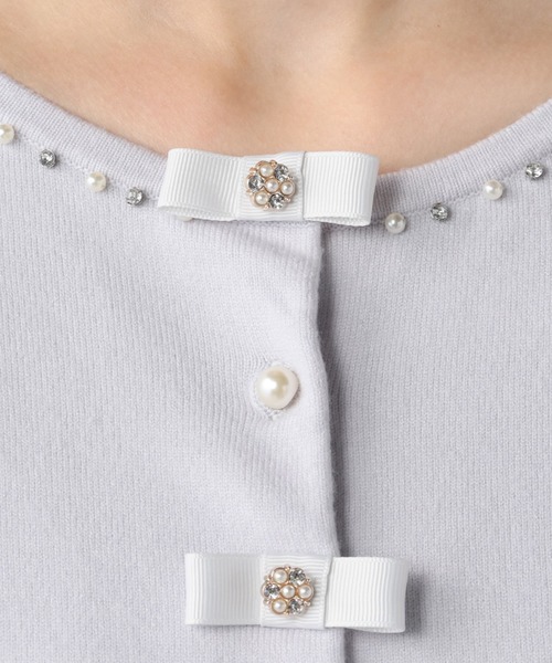 LODISPOTTO(ロディスポット)の「ジュエルリュバンカーディガン(カーディガン/ボレロ・レディース・ベビーピンク/ライトブルー/ネイビー/ホワイト・MEDIUM)」の10枚目の写真