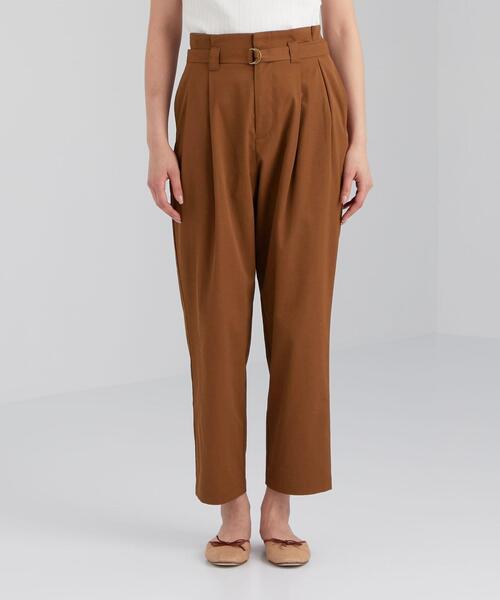 green label relaxing（グリーンレーベルリラクシング）の「CFC ベルト付き ハイウエスト テーパード パンツ（その他パンツ・レディース・ホワイト/ブラウン/レッド・40/38/36）」の12枚目の写真