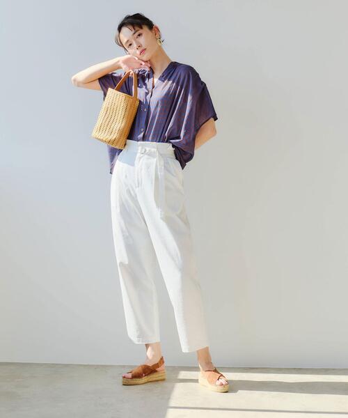 green label relaxing（グリーンレーベルリラクシング）の「CFC ベルト付き ハイウエスト テーパード パンツ（その他パンツ・レディース・ホワイト/ブラウン/レッド・40/38/36）」の11枚目の写真