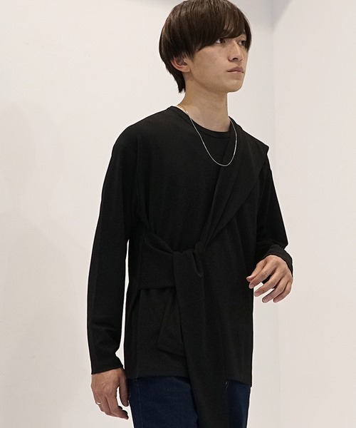 MinoriTY(マイノリティ)の「メンズ長袖梨地素材タスキ掛けギミックロンTee(Tシャツ/カットソー・メンズ・ブラック/オフホワイト/ブルー・M/L)」の18枚目の写真