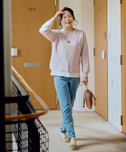 pink adobe（ピンクアドベ）の「◆【M-3L/オーガニックコットン】ニット（ニット/セーター・レディース・レモンイエロー/ベビーピンク/ライトブルー/ベージュ/アイボリー系2・44/40/38/42）」の6枚目の写真