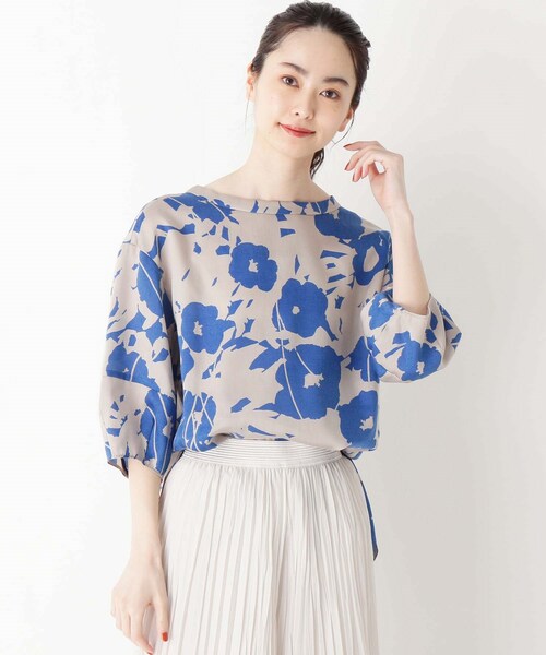 Modify（モディファイ）の「◆デイジーフラワープリントブラウス（シャツ/ブラウス・レディース・ダークブラウン系/ベージュ系/ブルー系・40/42）」の3枚目の写真