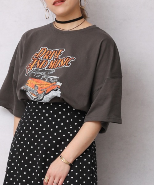 ap retro(アプレトロ)の「ヴィンテージカープリントオーバーTEE【ZOZO限定アイテム】(Tシャツ/カットソー・レディース・アイボリー/オフホワイト/スミクロ・FREE)」の3枚目の写真