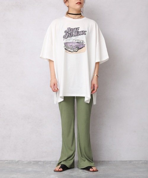 ap retro(アプレトロ)の「ヴィンテージカープリントオーバーTEE【ZOZO限定アイテム】(Tシャツ/カットソー・レディース・アイボリー/オフホワイト/スミクロ・FREE)」の12枚目の写真