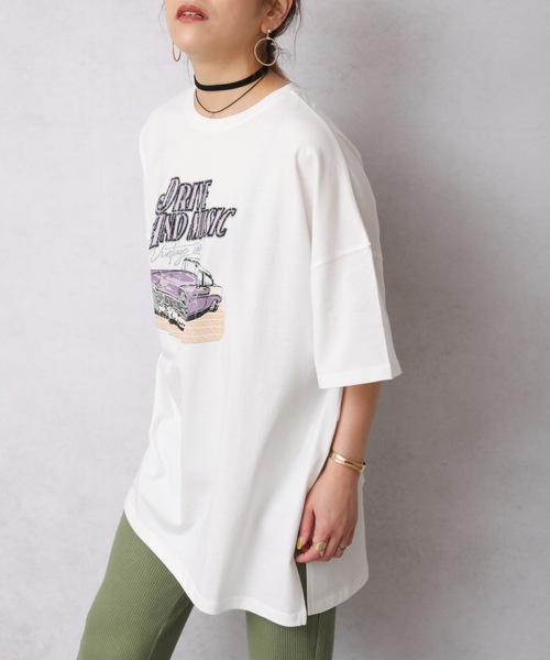 ap retro(アプレトロ)の「ヴィンテージカープリントオーバーTEE【ZOZO限定アイテム】(Tシャツ/カットソー・レディース・アイボリー/オフホワイト/スミクロ・FREE)」の8枚目の写真