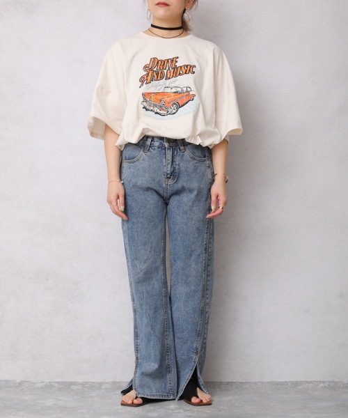 ap retro(アプレトロ)の「ヴィンテージカープリントオーバーTEE【ZOZO限定アイテム】(Tシャツ/カットソー・レディース・アイボリー/オフホワイト/スミクロ・FREE)」の19枚目の写真