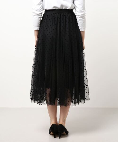 Q（キュー）の「ドットチュールスカート（スカート・レディース・キャメル/ブラック・MEDIUM）」の11枚目の写真