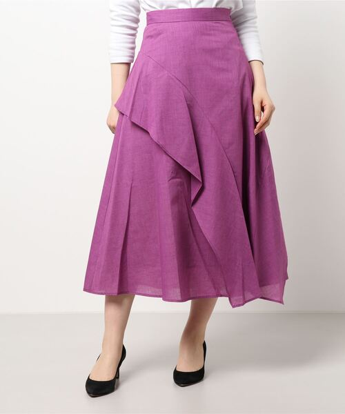 ROPE' PICNIC（ロペピクニック）の「ランダムヘムフリルスカート（スカート・レディース・カーキ/ピンク/ダークラベンダー/キャメル・40/38）」の4枚目の写真