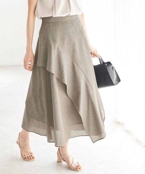 ROPE' PICNIC（ロペピクニック）の「ランダムヘムフリルスカート（スカート・レディース・カーキ/ピンク/ダークラベンダー/キャメル・40/38）」の14枚目の写真