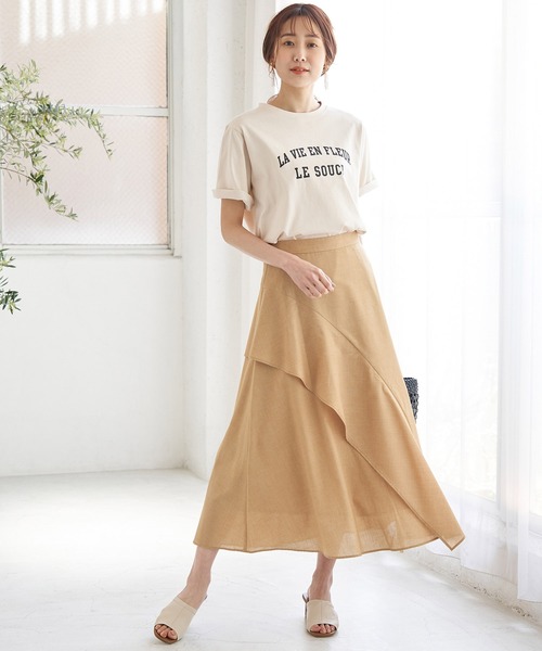 ROPE' PICNIC（ロペピクニック）の「ランダムヘムフリルスカート（スカート・レディース・カーキ/ピンク/ダークラベンダー/キャメル・40/38）」の12枚目の写真