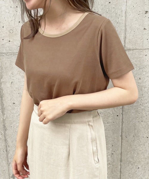 apres jour clair（アプレジュールクレア）の「【apres jour clair】リンガーTシャツ【ZOZOTOWN限定アイテム】（Tシャツ/カットソー・レディース・ブラウン系その他/ベージュ/アイボリー・X-LARGE/フリー）」の2枚目の写真