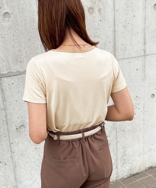 apres jour clair（アプレジュールクレア）の「【apres jour clair】リンガーTシャツ【ZOZOTOWN限定アイテム】（Tシャツ/カットソー・レディース・ブラウン系その他/ベージュ/アイボリー・X-LARGE/フリー）」の8枚目の写真