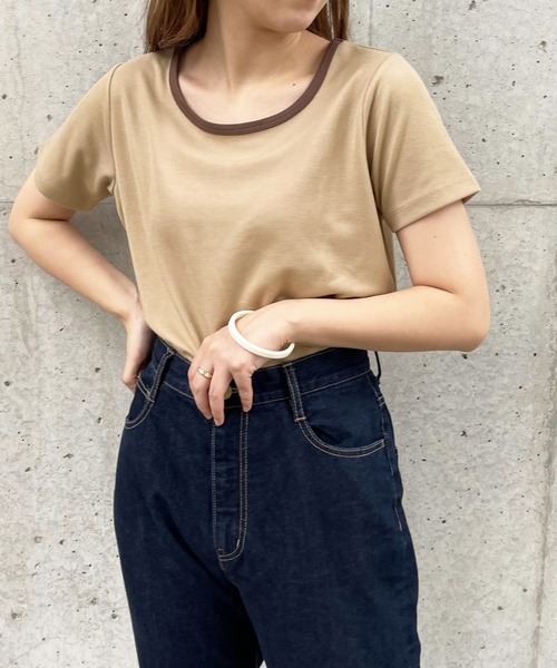 apres jour clair（アプレジュールクレア）の「【apres jour clair】リンガーTシャツ【ZOZOTOWN限定アイテム】（Tシャツ/カットソー・レディース・ブラウン系その他/ベージュ/アイボリー・X-LARGE/フリー）」の20枚目の写真