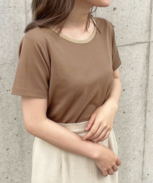 apres jour clair（アプレジュールクレア）の「【apres jour clair】リンガーTシャツ【ZOZOTOWN限定アイテム】（Tシャツ/カットソー・レディース・ブラウン系その他/ベージュ/アイボリー・X-LARGE/フリー）」の13枚目の写真