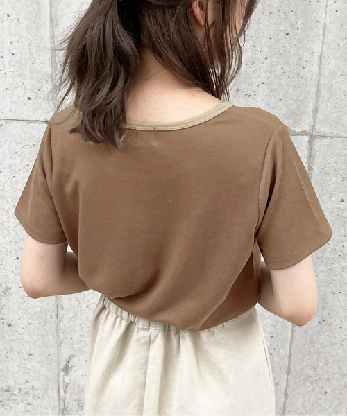 apres jour clair（アプレジュールクレア）の「【apres jour clair】リンガーTシャツ【ZOZOTOWN限定アイテム】（Tシャツ/カットソー・レディース・ブラウン系その他/ベージュ/アイボリー・X-LARGE/フリー）」の14枚目の写真