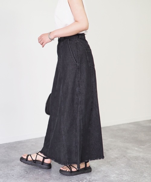 Riberry(リベリー)の「裾切替Aラインツイルスカート(デニムスカート・レディース・ブラック/グレー/ブルー・FREE)」の9枚目の写真