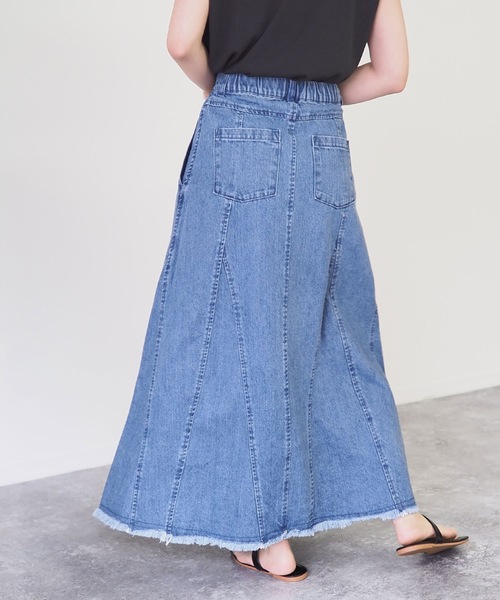 Riberry(リベリー)の「裾切替Aラインツイルスカート(デニムスカート・レディース・ブラック/グレー/ブルー・FREE)」の13枚目の写真