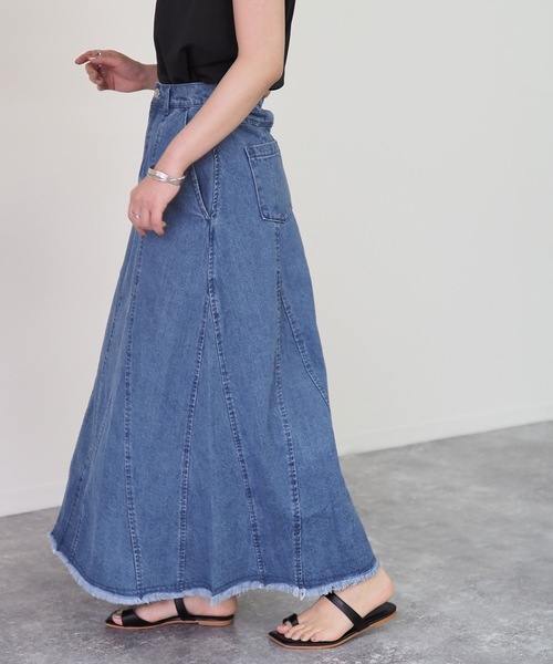 Riberry(リベリー)の「裾切替Aラインツイルスカート(デニムスカート・レディース・ブラック/グレー/ブルー・FREE)」の11枚目の写真