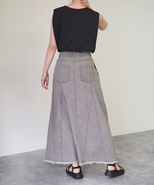 Riberry(リベリー)の「裾切替Aラインツイルスカート(デニムスカート・レディース・ブラック/グレー/ブルー・FREE)」の17枚目の写真