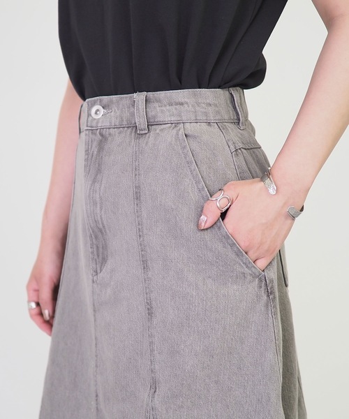 Riberry(リベリー)の「裾切替Aラインツイルスカート(デニムスカート・レディース・ブラック/グレー/ブルー・FREE)」の18枚目の写真