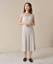 アシンメトリー リブワンピース
