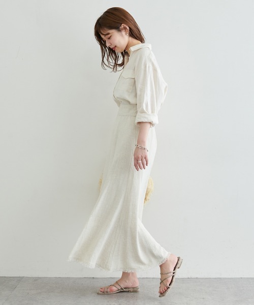 natural couture（ナチュラルクチュール）の「カシュクールにもなるカラーリネンシャツ（シャツ/ブラウス・レディース・オフホワイト/ボルドー/カーキ/ブラック/ピンク・FREE）」の8枚目の写真