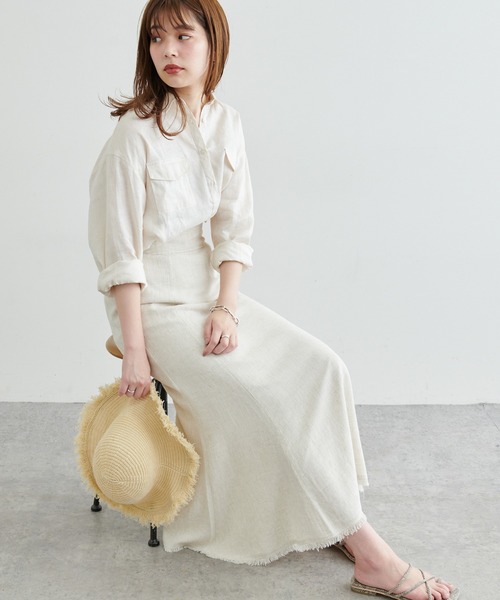 natural couture（ナチュラルクチュール）の「カシュクールにもなるカラーリネンシャツ（シャツ/ブラウス・レディース・オフホワイト/ボルドー/カーキ/ブラック/ピンク・FREE）」の9枚目の写真