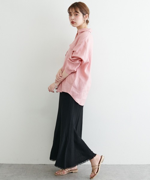 natural couture（ナチュラルクチュール）の「カシュクールにもなるカラーリネンシャツ（シャツ/ブラウス・レディース・オフホワイト/ボルドー/カーキ/ブラック/ピンク・FREE）」の20枚目の写真