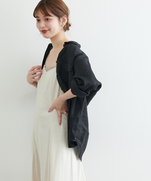 natural couture（ナチュラルクチュール）の「カシュクールにもなるカラーリネンシャツ（シャツ/ブラウス・レディース・オフホワイト/ボルドー/カーキ/ブラック/ピンク・FREE）」の11枚目の写真