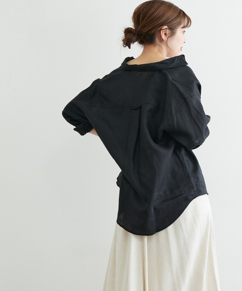 natural couture（ナチュラルクチュール）の「カシュクールにもなるカラーリネンシャツ（シャツ/ブラウス・レディース・オフホワイト/ボルドー/カーキ/ブラック/ピンク・FREE）」の12枚目の写真