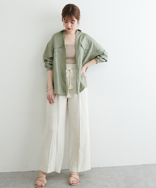 natural couture（ナチュラルクチュール）の「カシュクールにもなるカラーリネンシャツ（シャツ/ブラウス・レディース・オフホワイト/ボルドー/カーキ/ブラック/ピンク・FREE）」の17枚目の写真