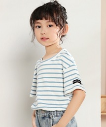 キッズ お揃いもできるボーダー柄ドロップショルダーTシャツ