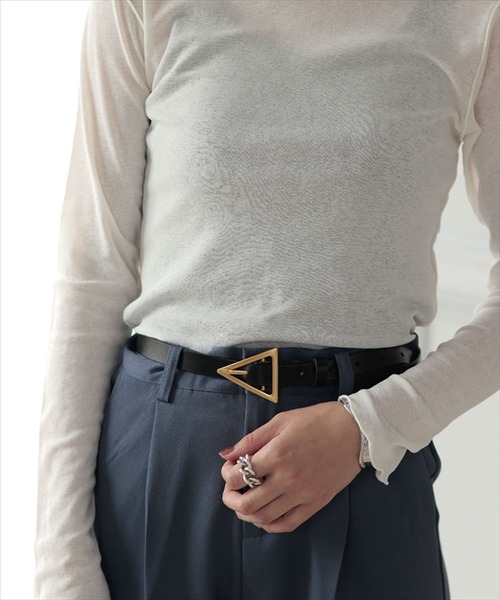 DONOBAN（ドノバン）の「本革トライアングルバックルベルト（ベルト・レディース・グリーン/ブラック/ブラウン・F）」の2枚目の写真