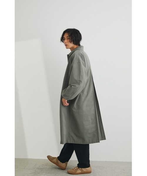 STYLEMIXER（スタイルミキサー）の「スラブバックプリーツロングコート（ステンカラーコート・メンズ・ベージュ/グレー・MEDIUM/LARGE/X-LARGE）」の3枚目の写真
