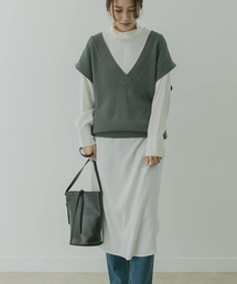 KBF+ | KBF+ Vネックベストレイヤードワンピース∴(ワンピース)